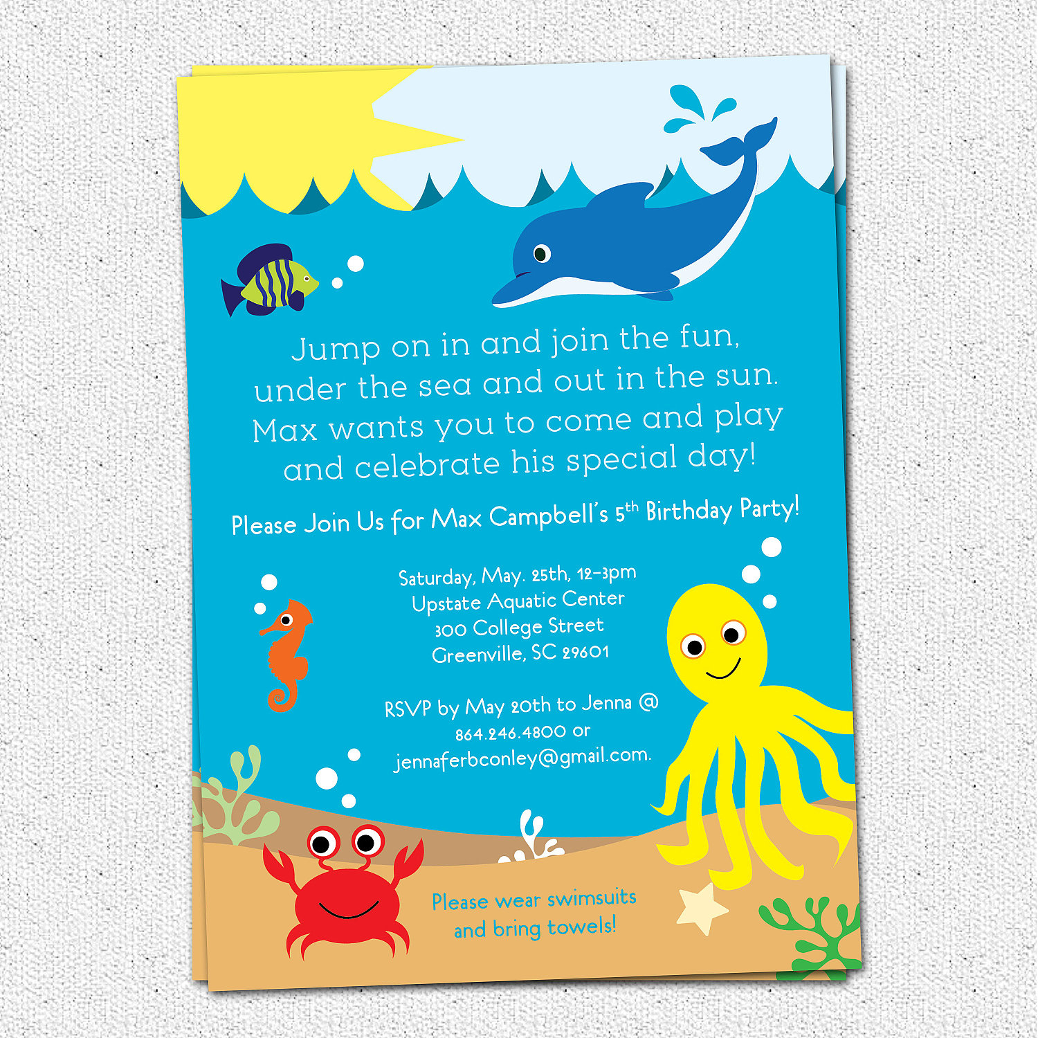 Under The Sea Birthday Party Invitations Boy Or Girl Sea Life throughout proportions 1500 X 1500