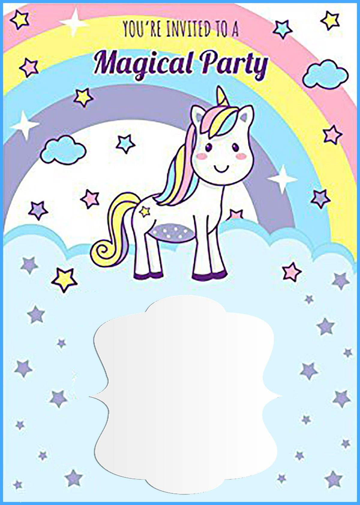 Unicorn Free Printable First Birthday Invitation Template with regard to size 1200 X 1680