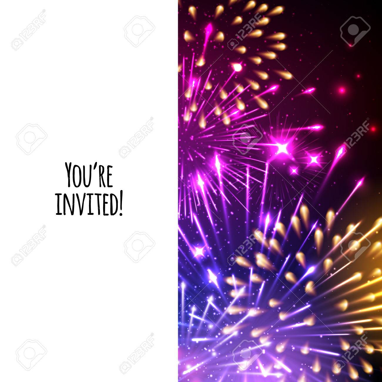 Universal Invitation Card Template Design With Fireworks Background in size 1300 X 1300