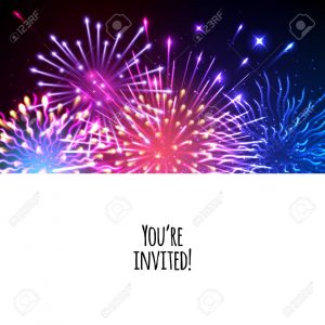 Universal Invitation Card Template Design With Fireworks Background regarding proportions 1300 X 1300