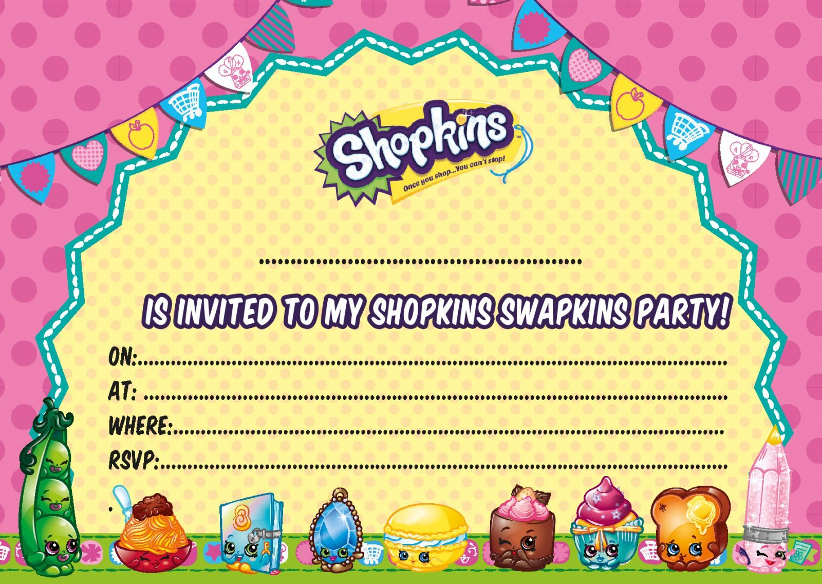 Updated Free Printable Shopkins Birthday Invitation Template in dimensions 1600 X 1136