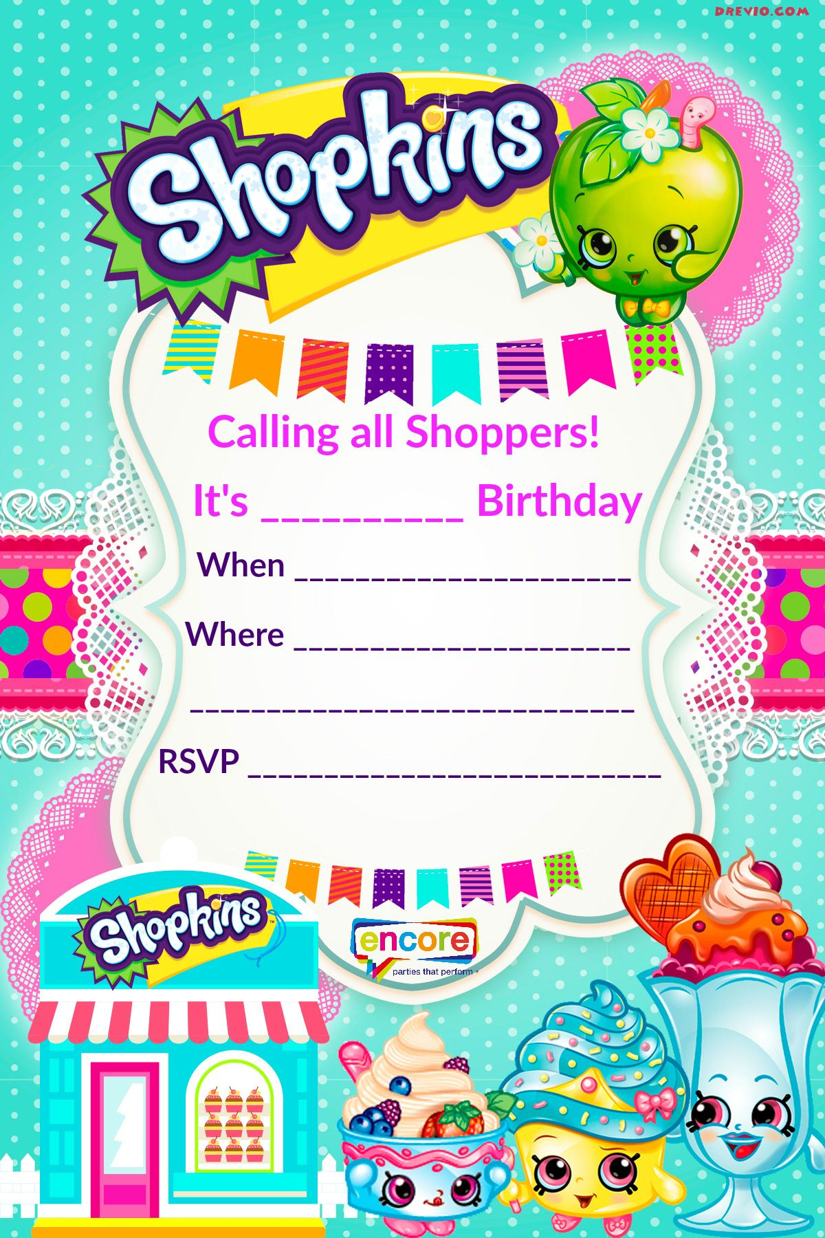 Updated Free Printable Shopkins Birthday Invitation Template throughout dimensions 1200 X 1800