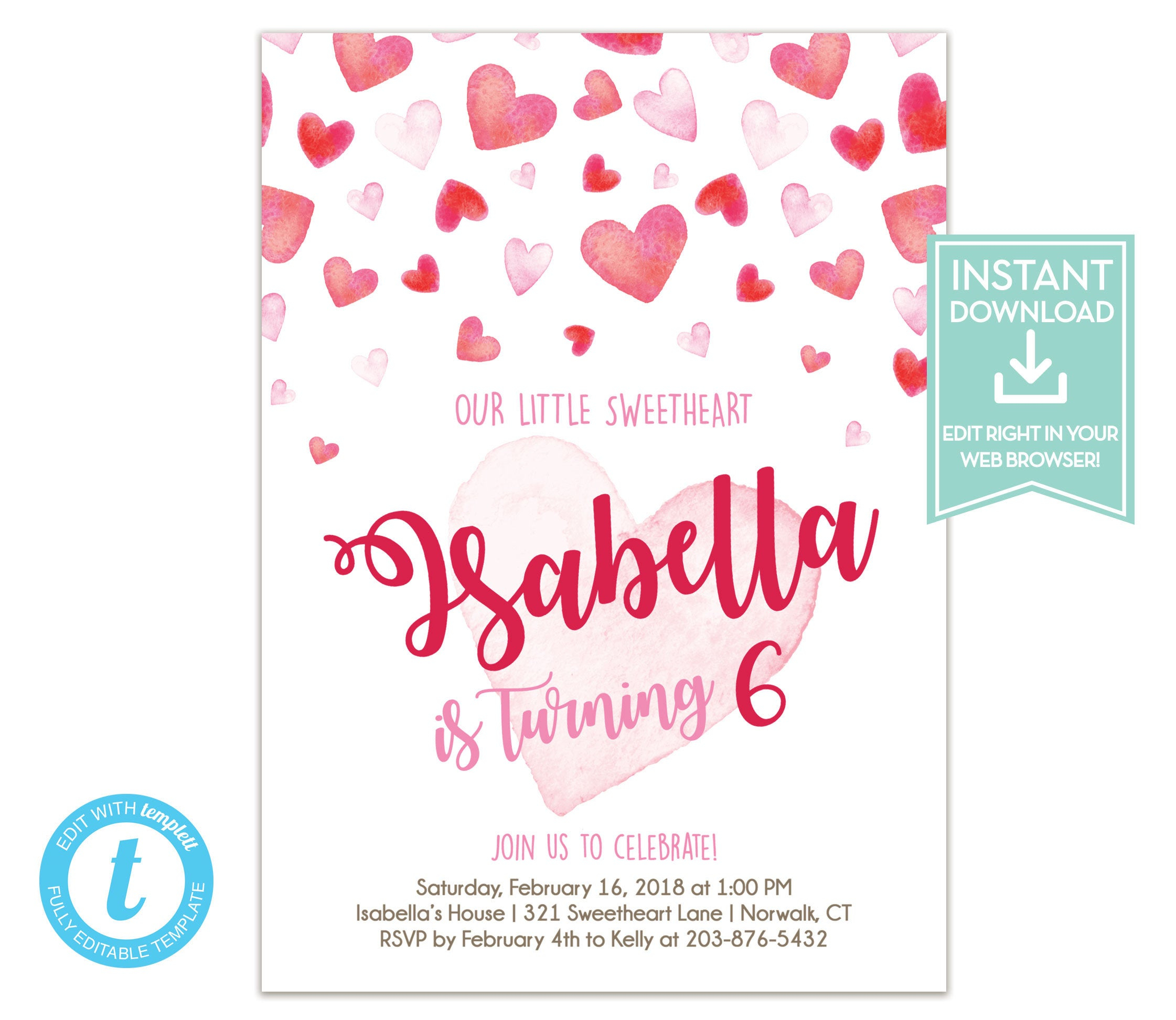 Valentines Birthday Party Invitation Template Our Etsy throughout sizing 2242 X 1944