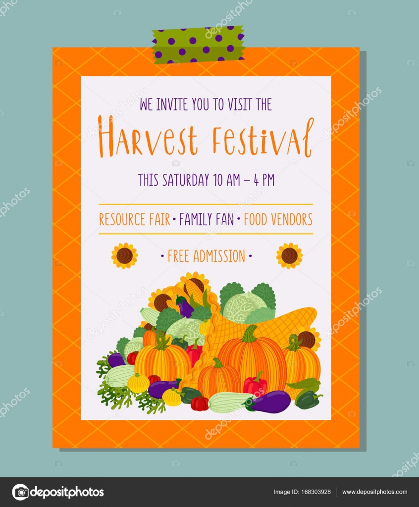 Vector Harvest Festival Invitation Template Stock Vector intended for dimensions 846 X 1024