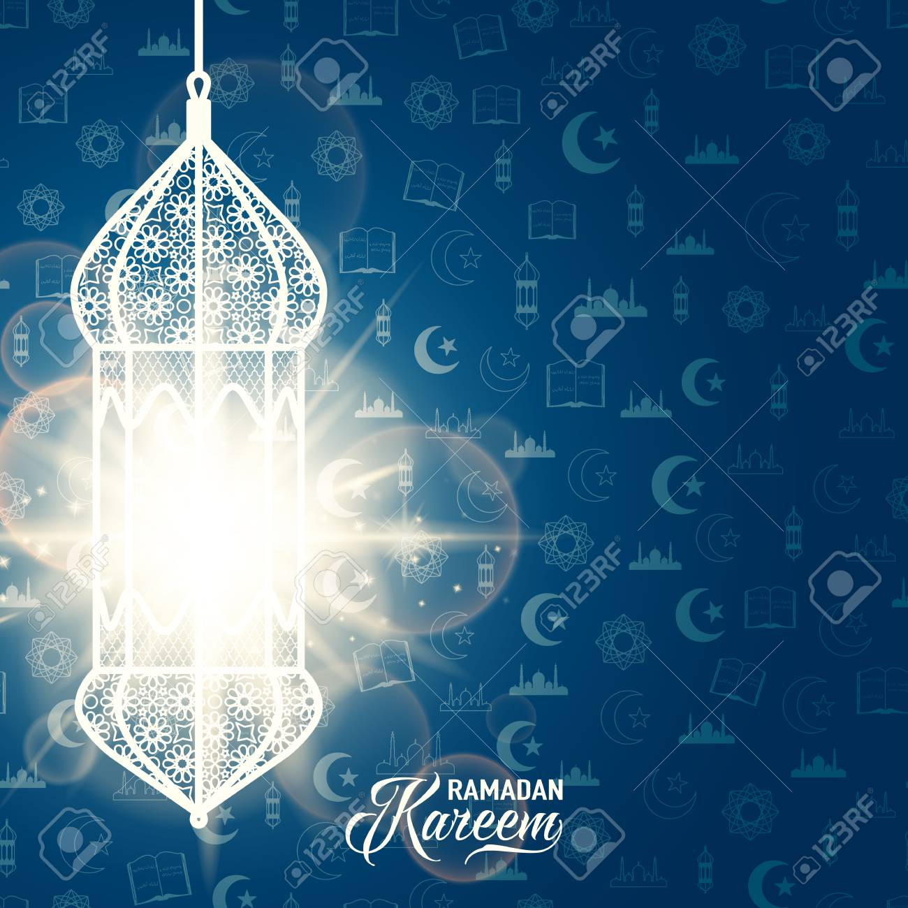 Vector Illustration Of Ramadan Kareem Blue Color Greeting Invitation in size 1300 X 1300