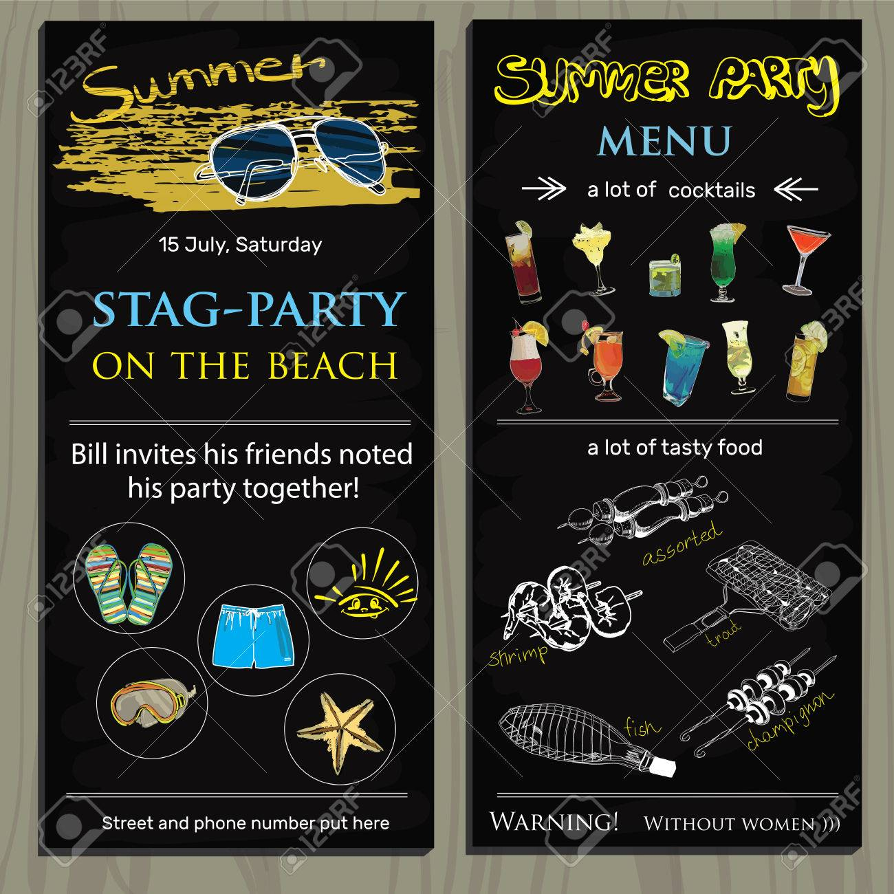 Vector Illustration Of Stag Party Invit On The Beach Holiday for proportions 1300 X 1300