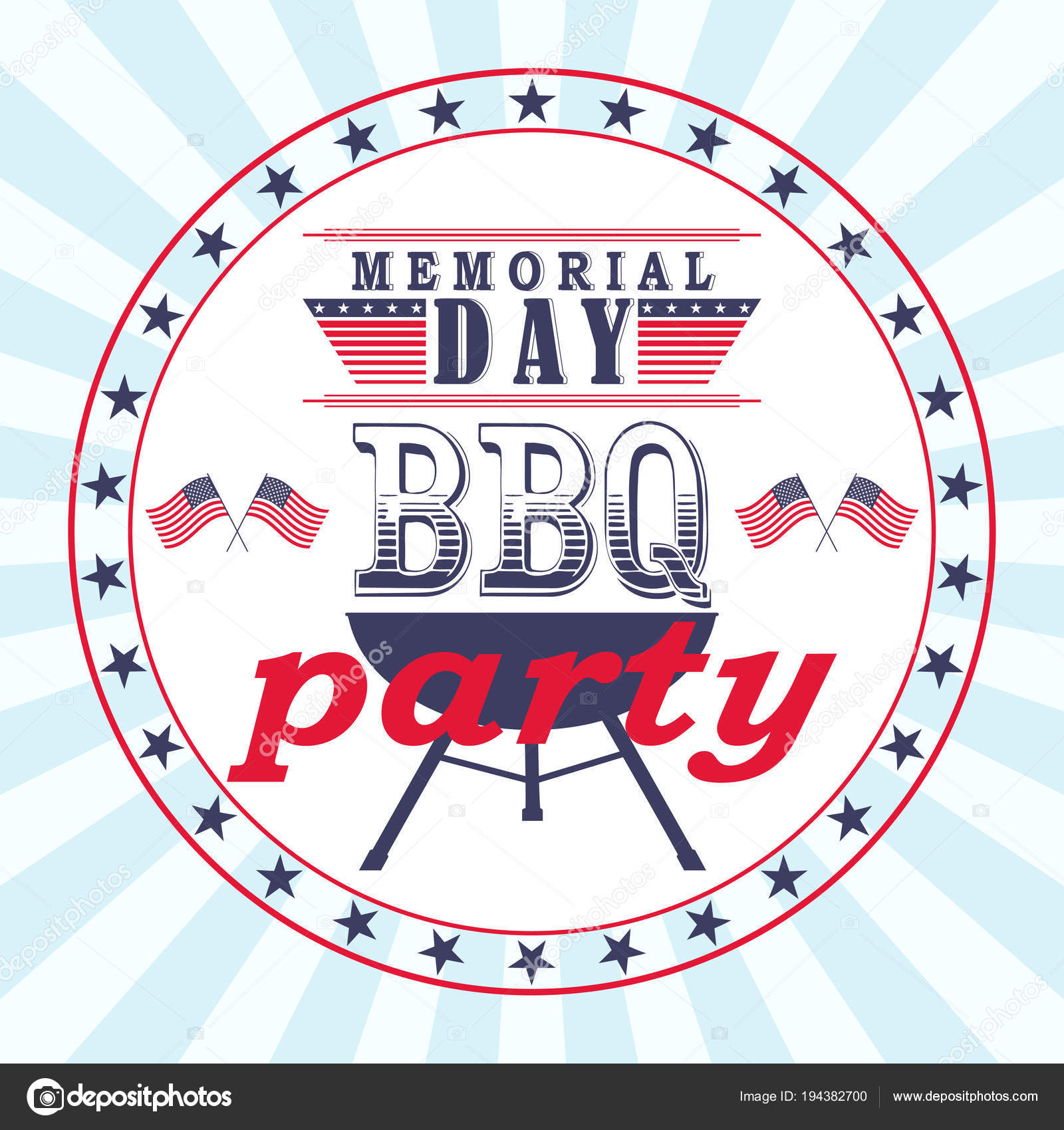 Vector Memorial Day Barbecue Party Flyer Card Invitation Template in dimensions 1600 X 1700