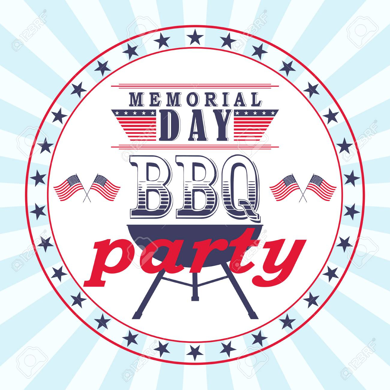 Vector Memorial Day Barbecue Party Flyer Card Invitation Template within sizing 1300 X 1300