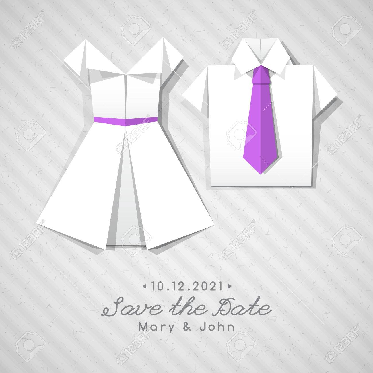 Vector Origami Dress And Shirt Wedding Invitation Template Royalty pertaining to size 1300 X 1300