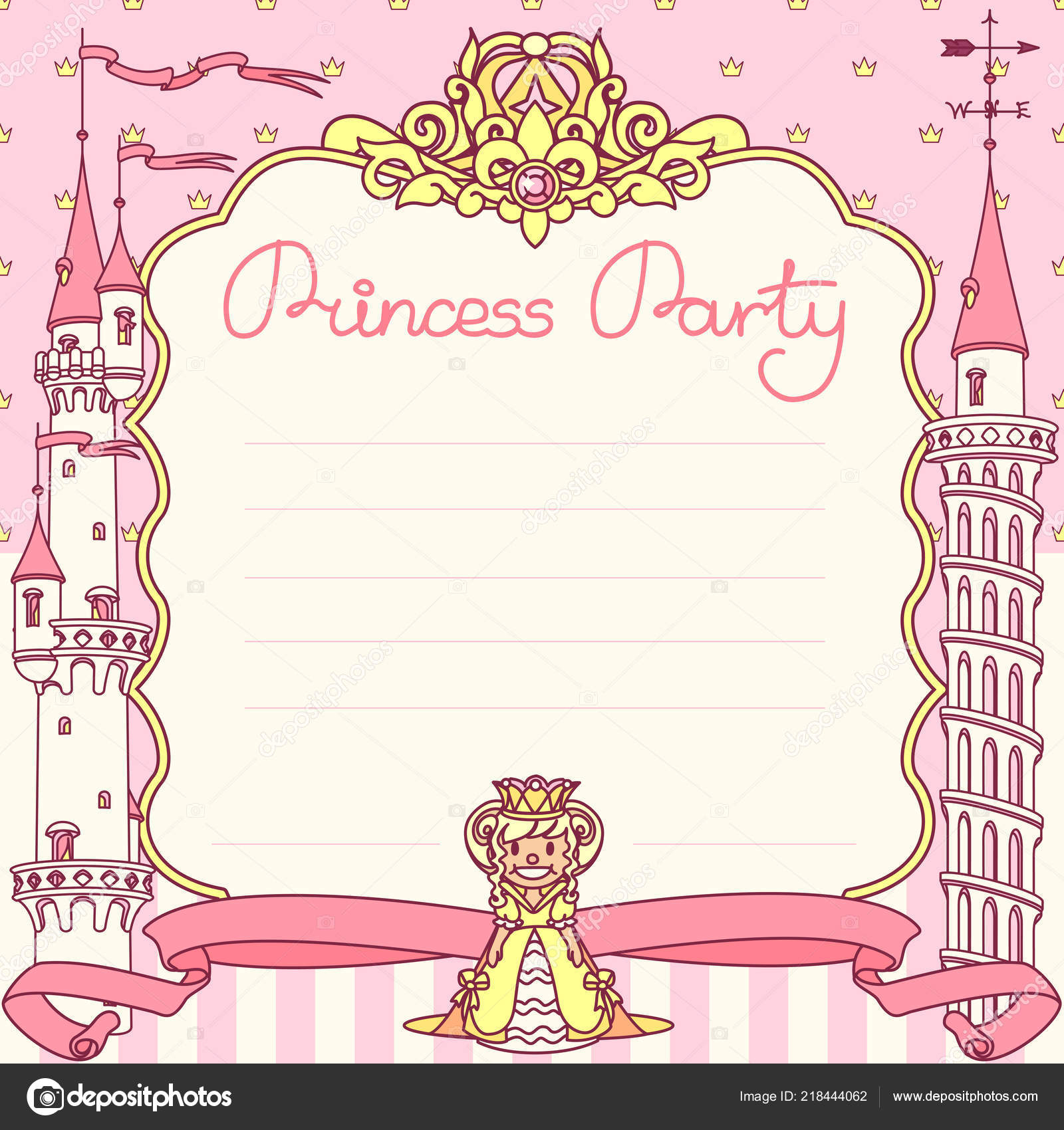 Vector Princess Party Invitation Template Concept Stock Vector with regard to sizing 1600 X 1700