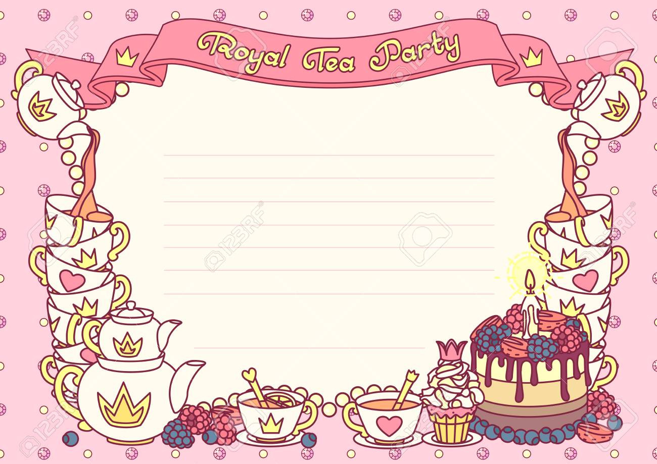 Vector Royal Tea Party Invitation Template Concept Royalty Free regarding dimensions 1300 X 919