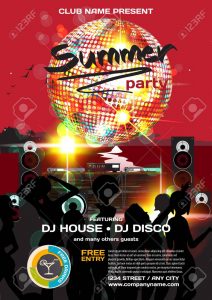 Vector Summer Party Invitation Disco Style Night Beach Dj inside proportions 919 X 1300