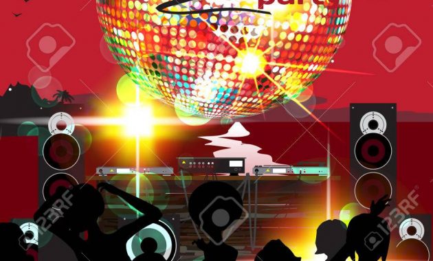 Vector Summer Party Invitation Disco Style Night Beach Dj inside proportions 919 X 1300