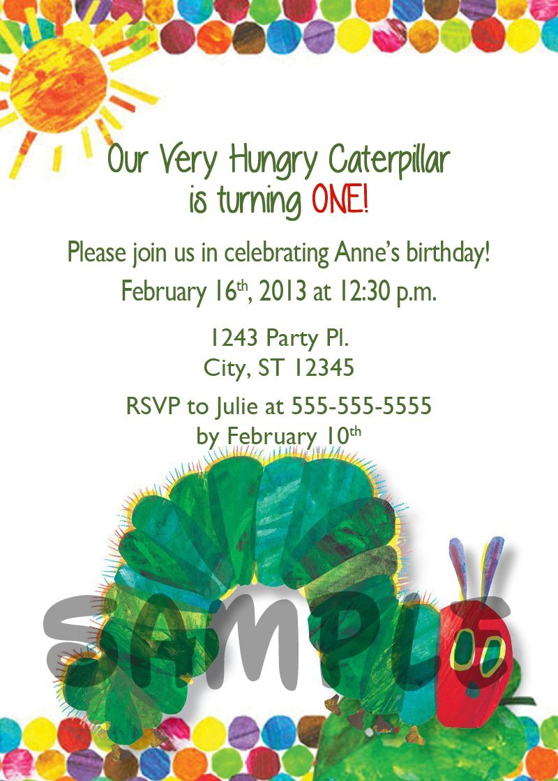 Very Hungry Caterpillar Birthday Digital Invitation 11 Kids intended for proportions 800 X 1120