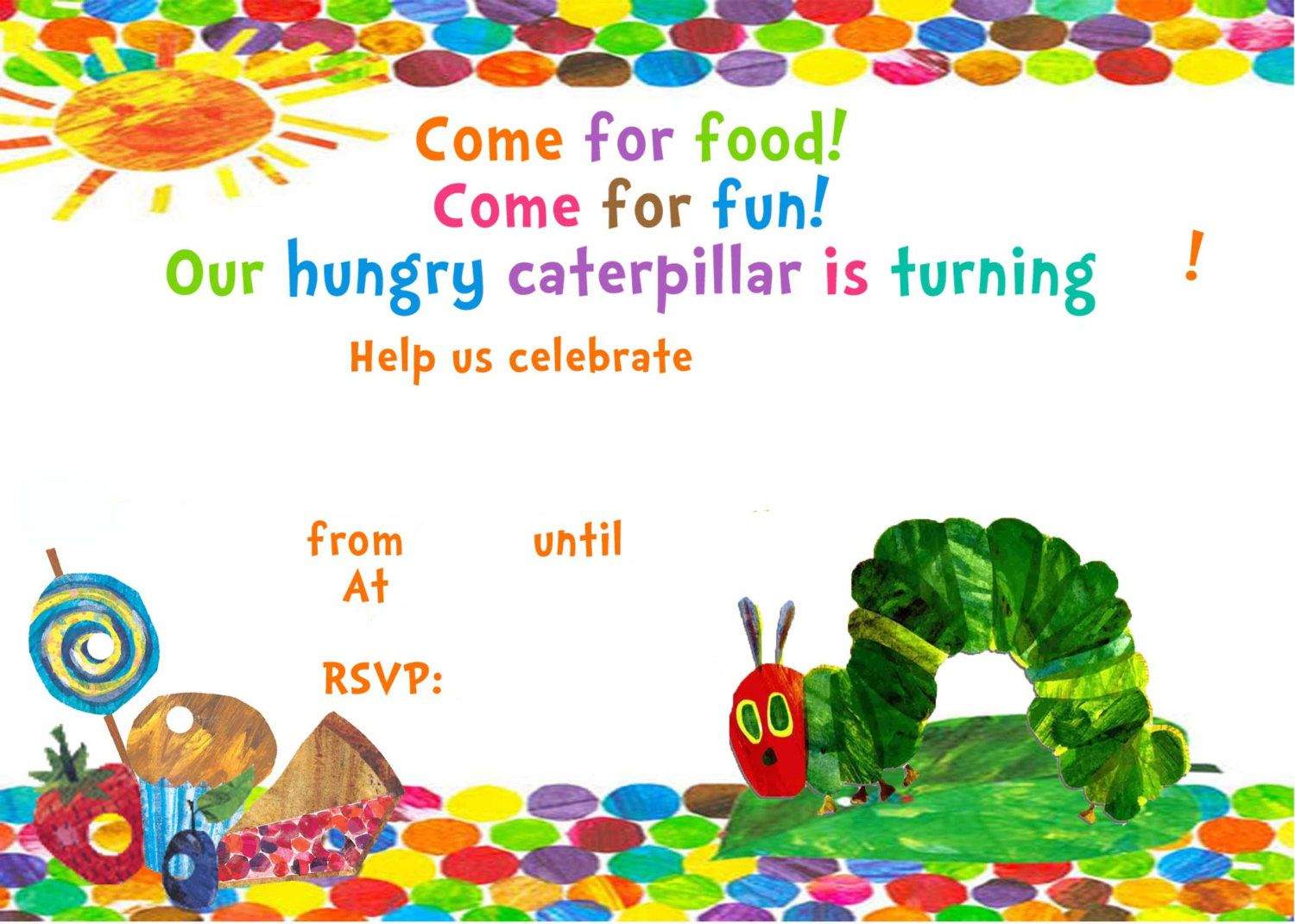 Very Hungry Caterpillar Invitation Template Free Free pertaining to proportions 1500 X 1071