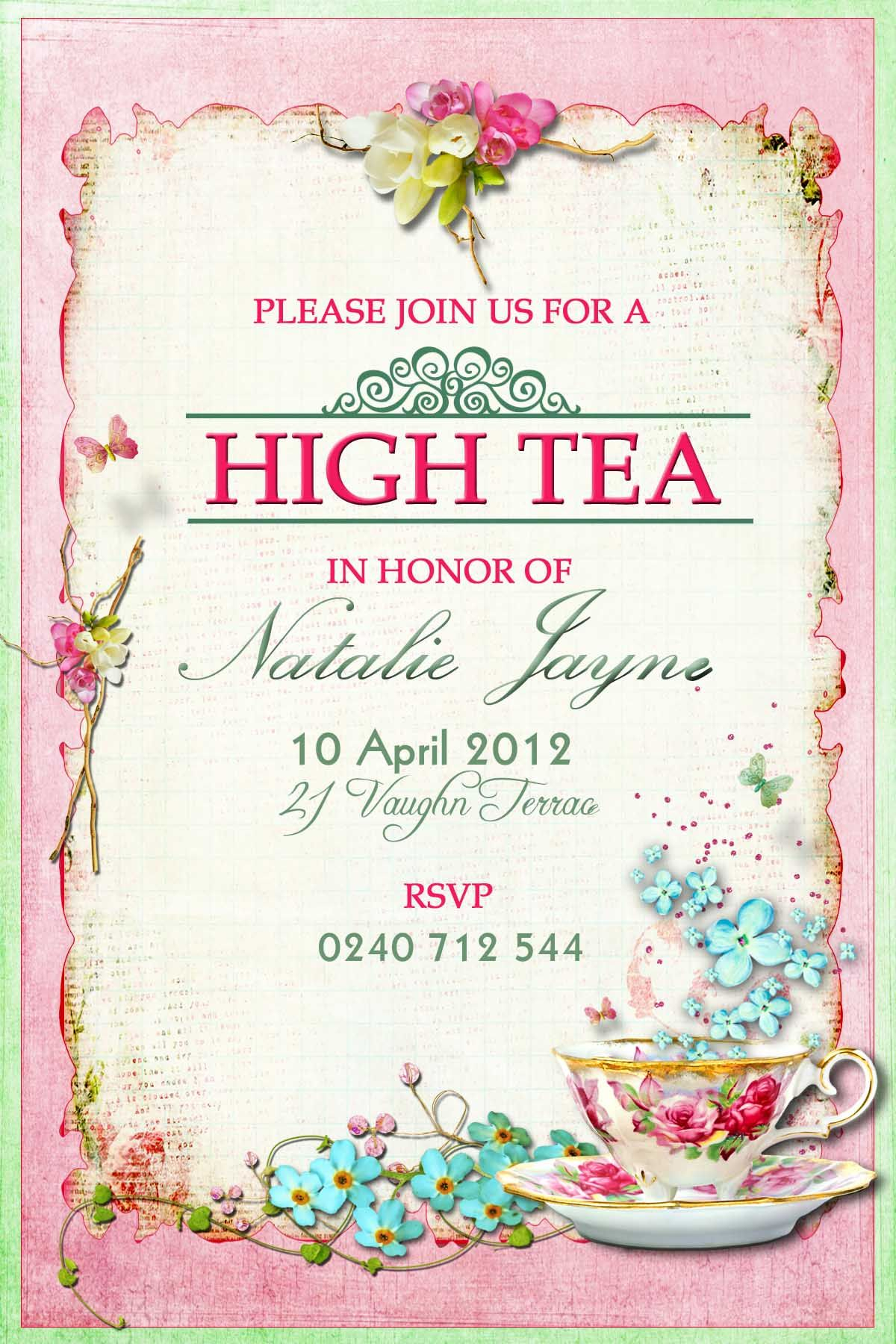 Victorian High Tea Party Invitationssurprise Party Invitation pertaining to dimensions 1200 X 1800