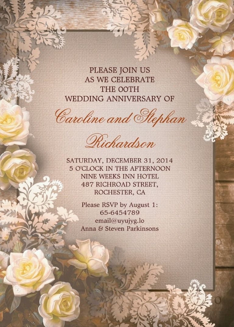 Victorian Roses Vintage Anniversary Invitations Zazzle intended for dimensions 769 X 1077