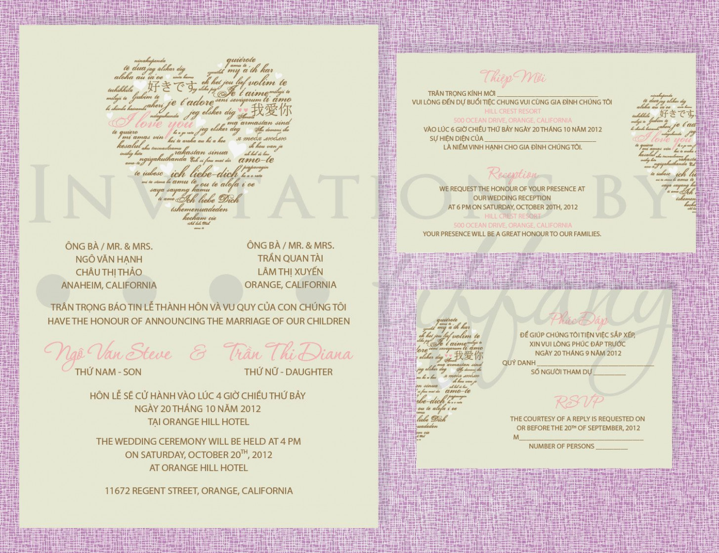 Vietnamese Wedding Invitations Vietnamese Wedding Invitation Wedding in size 1455 X 1119