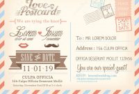 Vintage Airmail Postcard Background Template For Wedding Invitation in sizing 1300 X 1065