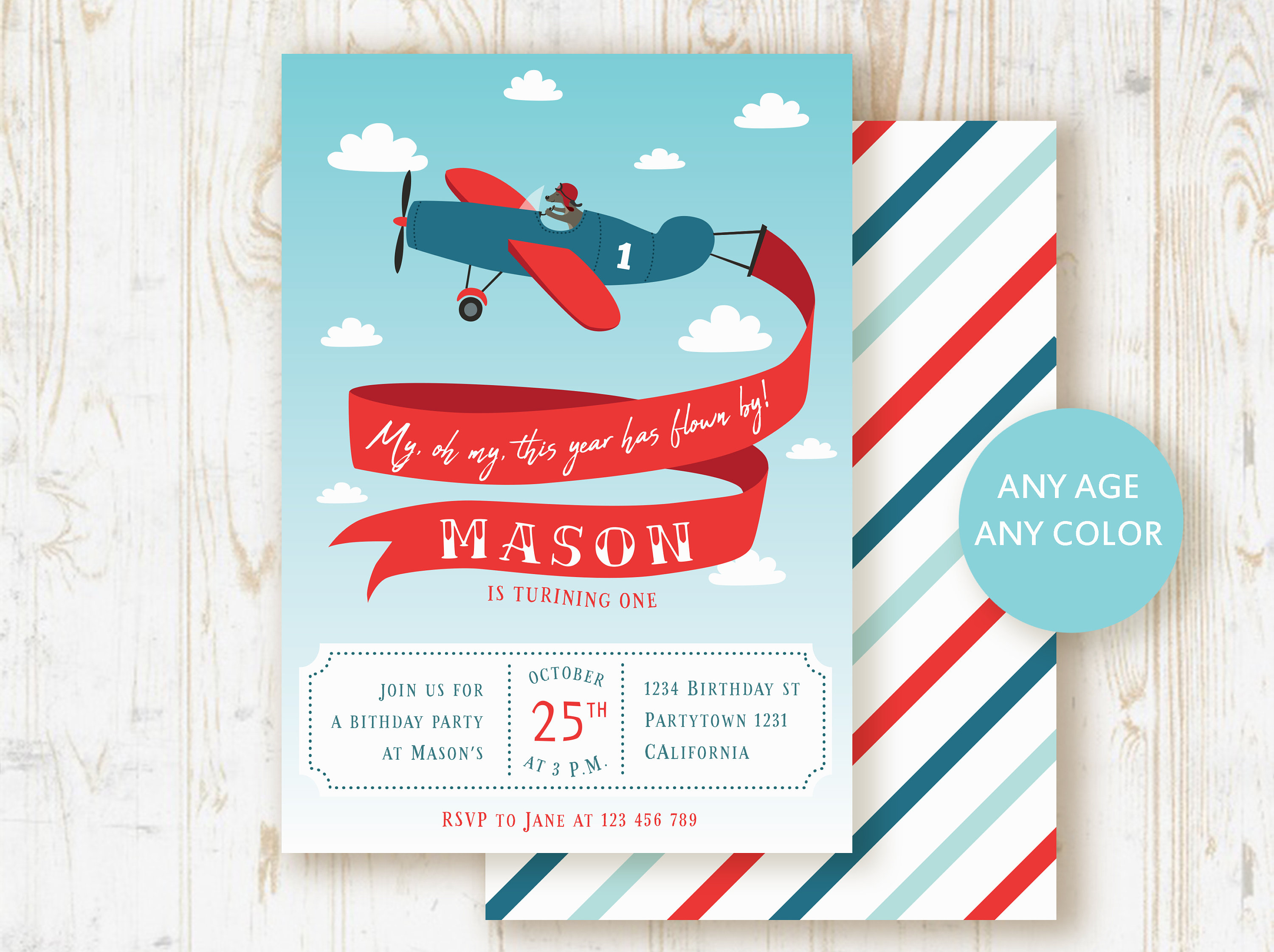 Vintage Airplane Birthday Plane Invitation Cards High Quality Party for proportions 3000 X 2242