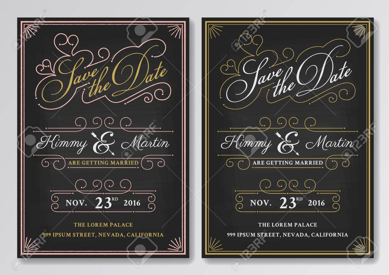 Vintage Chalkboard Save The Date Wedding Invitation Template inside size 1300 X 919