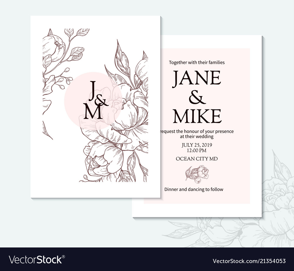 Vintage Elegant Wedding Invitation Card Template Vector Image with regard to proportions 1000 X 921