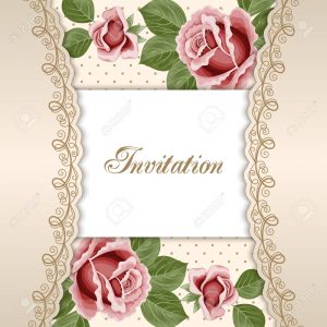 Vintage Floral Invitation Template With Hand Drawn Flowers Royalty intended for proportions 1300 X 1300