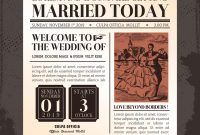 Vintage Newspaper Wedding Invitation Template Vector Image for sizing 866 X 1080