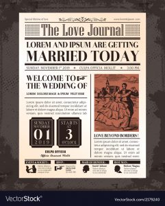 Vintage Newspaper Wedding Invitation Template Vector Image for sizing 866 X 1080