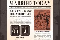Vintage Newspaper Wedding Invitation Template Vector Image throughout dimensions 866 X 1080