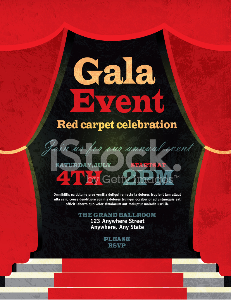 Vintage Style Red Curtian Gala Event Invitation Template Stock for dimensions 790 X 1024