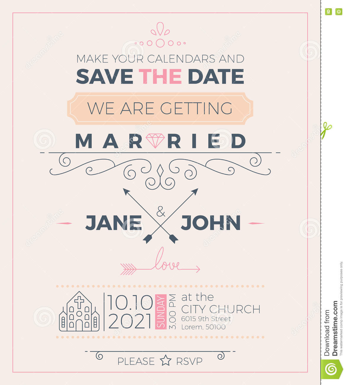 Vintage Wedding Invitation Card Template Stock Vector Illustration intended for sizing 1173 X 1300