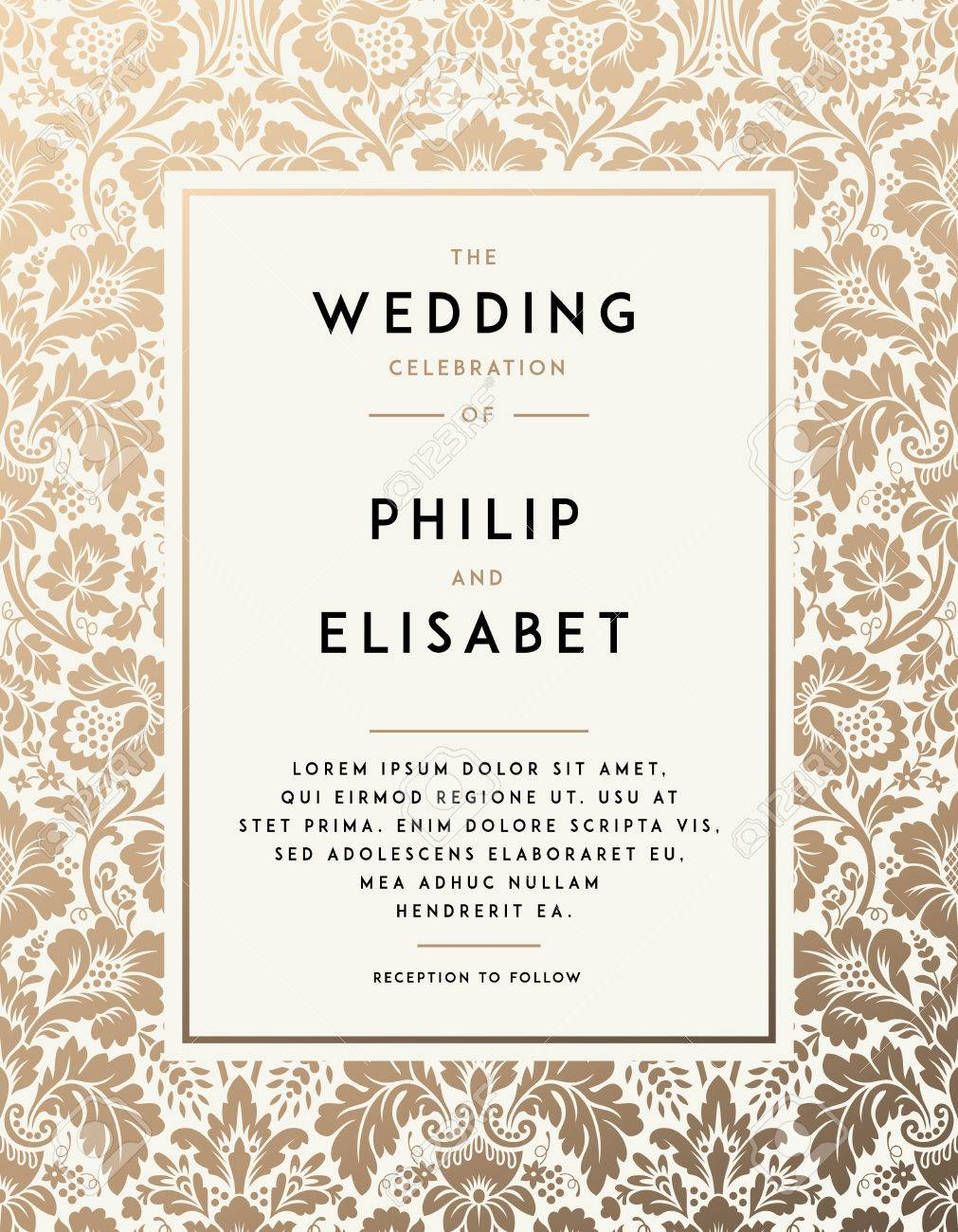 Vintage Wedding Invitation Template Modern Design Wedding in sizing 1011 X 1300