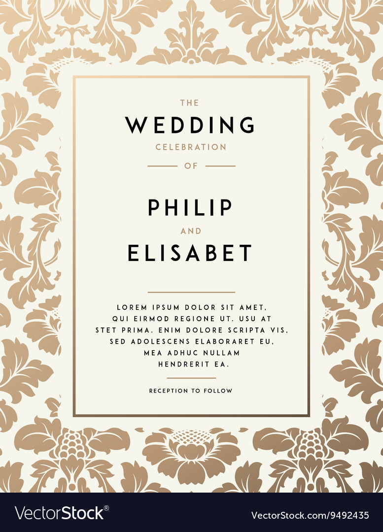 Vintage Wedding Invitation Template Royalty Free Vector for measurements 777 X 1080