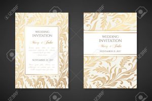 Vintage Wedding Invitation Templates Cover Design With Gold for size 1300 X 866