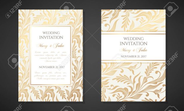 Vintage Wedding Invitation Templates Cover Design With Gold for size 1300 X 866