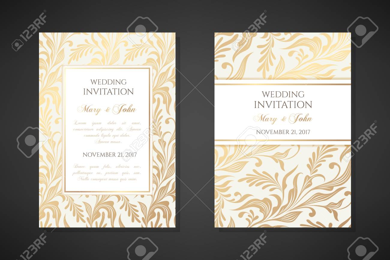 Vintage Wedding Invitation Templates Cover Design With Gold for size 1300 X 866