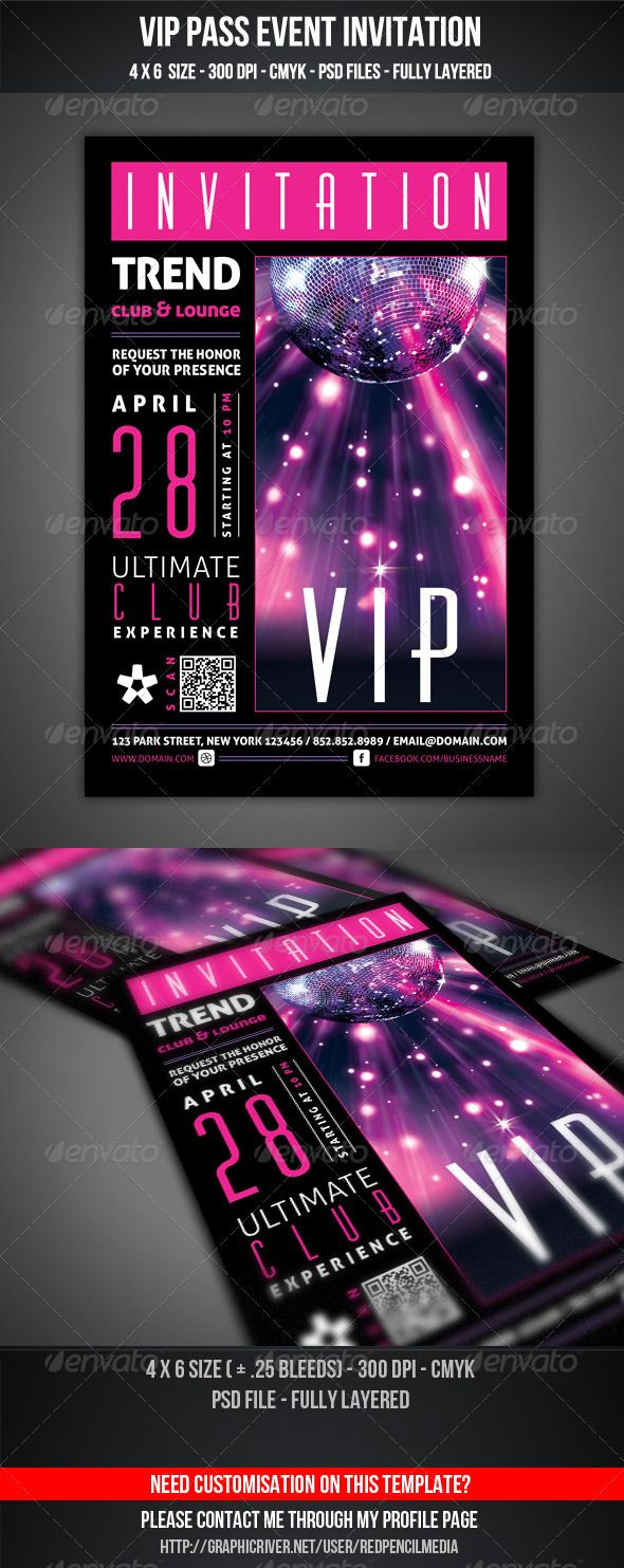 Vip Club Event Invitation Psd Print Templates Invitations Vip pertaining to measurements 590 X 1483