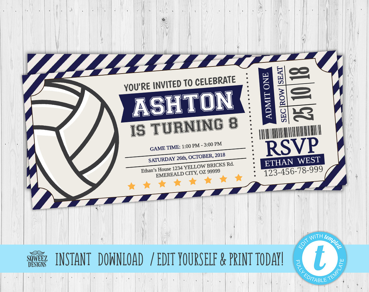 Volleyball Invitations Volleyball Birthday Invitations Etsy intended for dimensions 1181 X 936