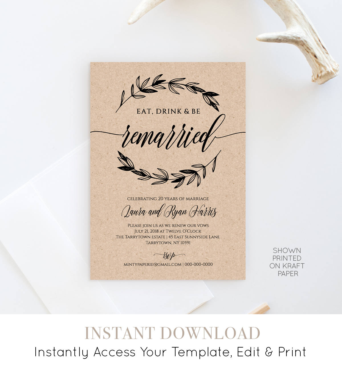 Vow Renewal Invitation Template Eat Drink Be Married Instant regarding proportions 1200 X 1300