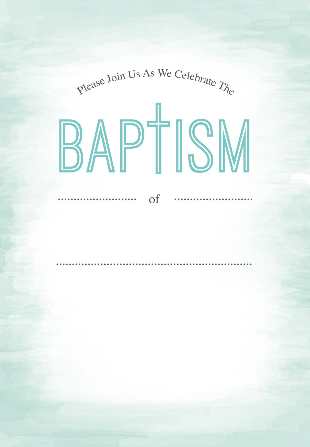 Water Free Printable Baptism Christening Invitation Template with regard to size 1080 X 1560