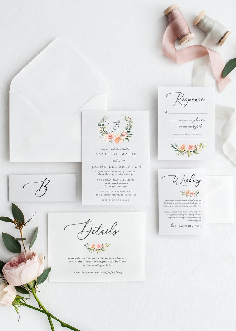 Watercolor Floral Invitation Template Download Blush Floral Etsy with regard to size 794 X 1113