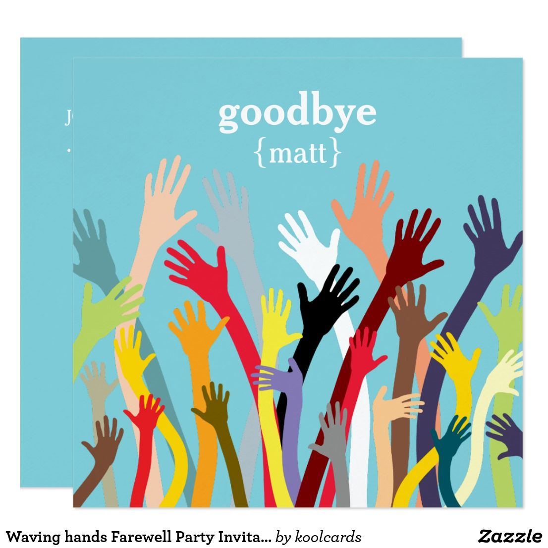 Waving Hands Farewell Party Invitation Zazzle Colliewood within dimensions 1106 X 1106