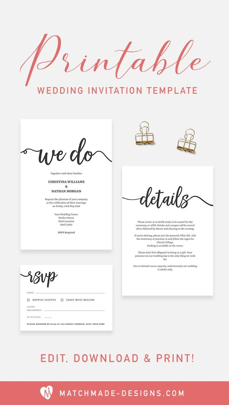 We Do Wedding Invitation Template Script Wedding Invite Printable regarding proportions 735 X 1296