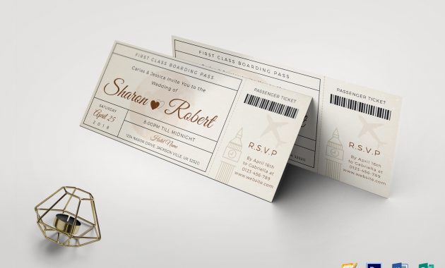 Wedding Boarding Pass Invitation Ticket Design Template In Psd Word throughout measurements 1920 X 1344