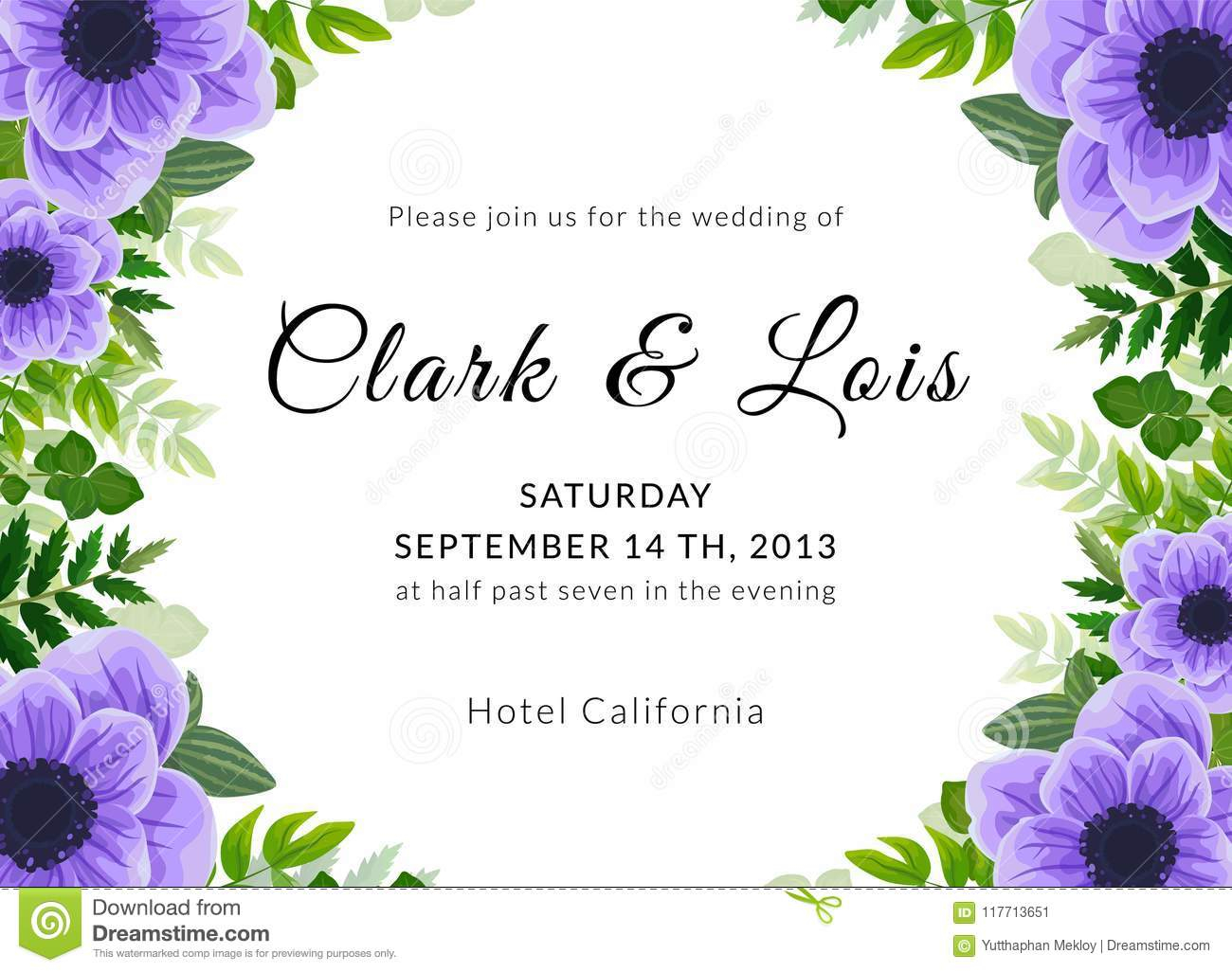 Wedding Invitation Card Lovely Template Card Design With Violet inside dimensions 1300 X 1026