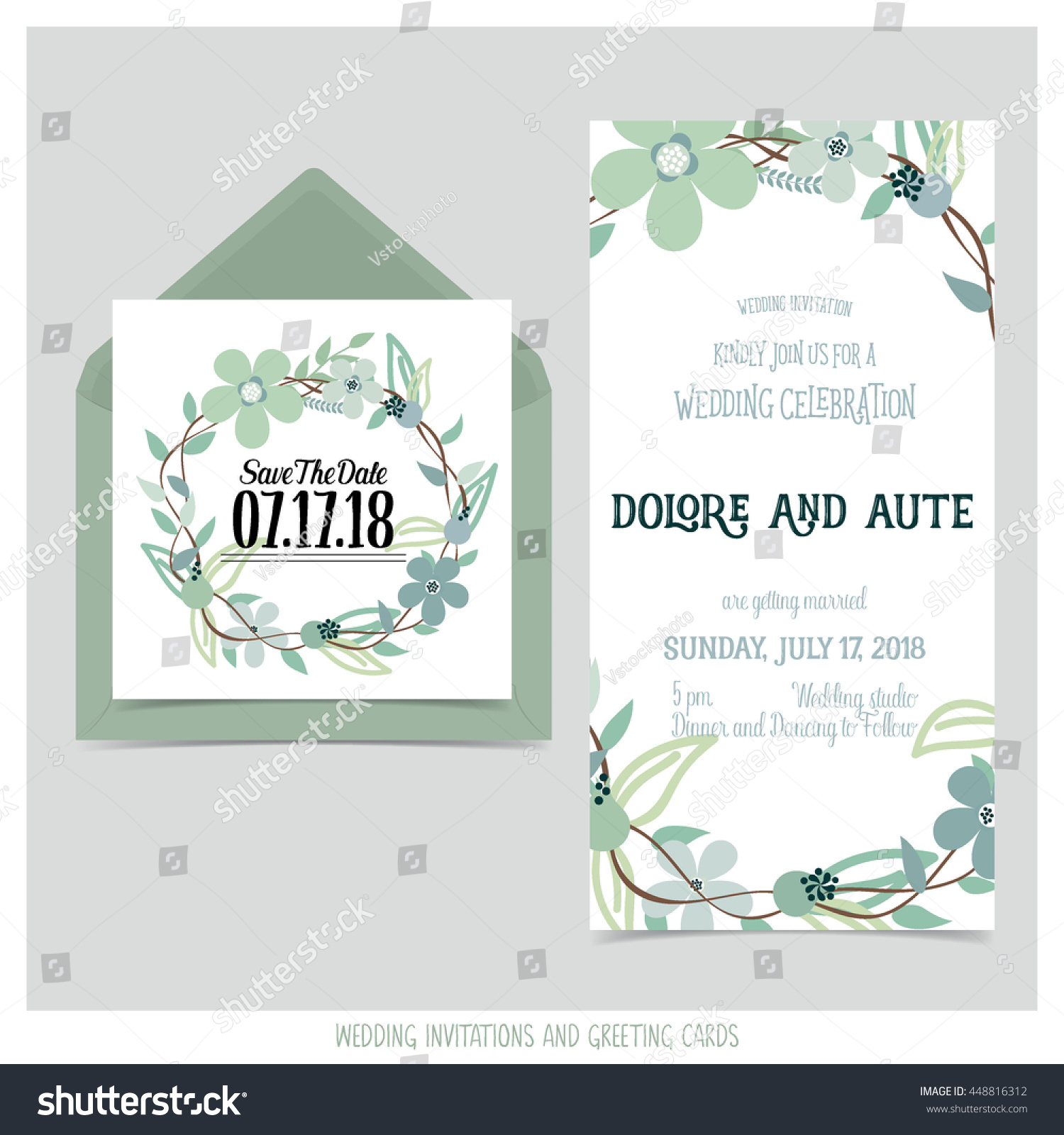 Wedding Invitation Card Romantic Flower Templates Stock Vector regarding dimensions 1500 X 1600