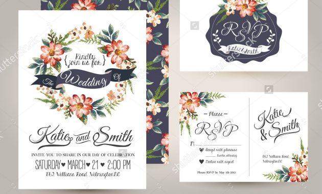 Wedding Invitation Card Suite With Daisy Flower Templates Coisitas in size 1500 X 1244