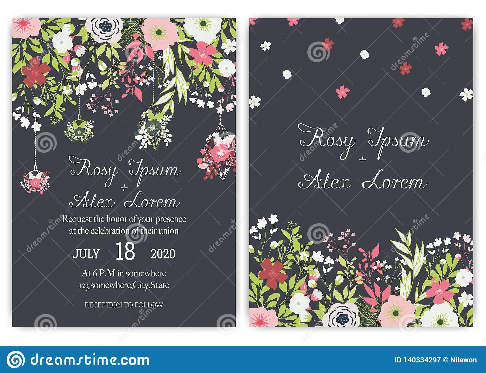 Wedding Invitation Card Suite With Daisy Flower Templates Stock regarding sizing 1600 X 1231