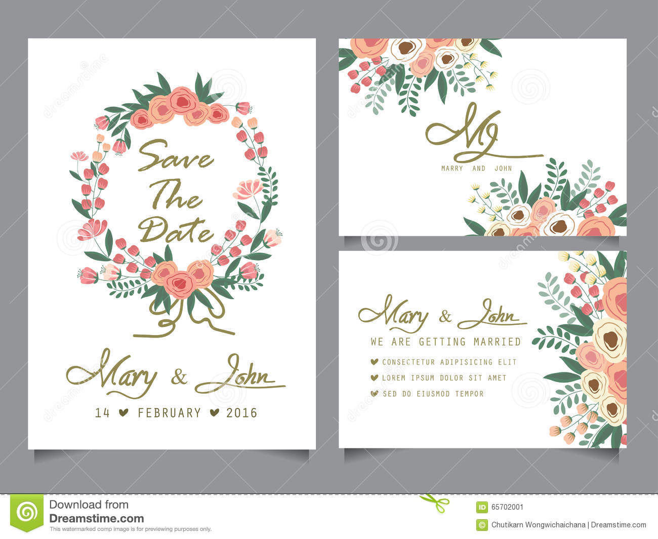 Wedding Invitation Card Template Stock Vector Illustration Of inside measurements 1300 X 1065